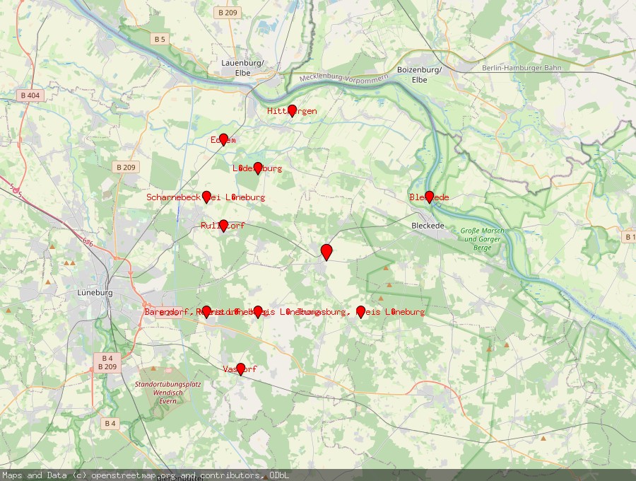 Landkarte von Neetze, Kreis Lüneburg