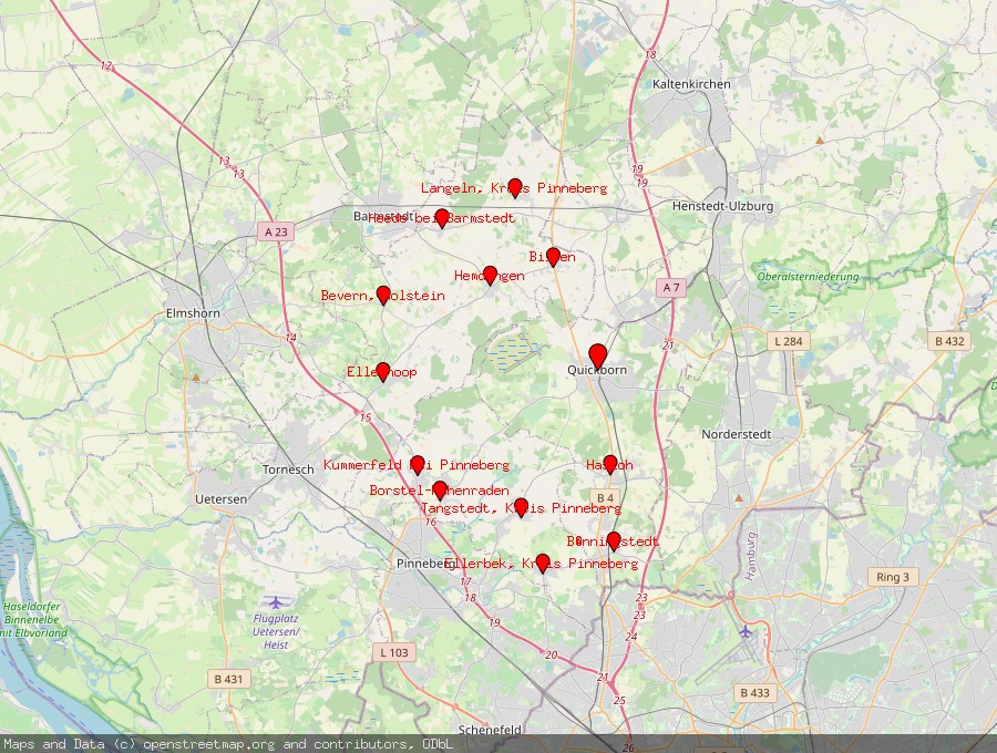 Landkarte von Quickborn, Kreis Pinneberg
