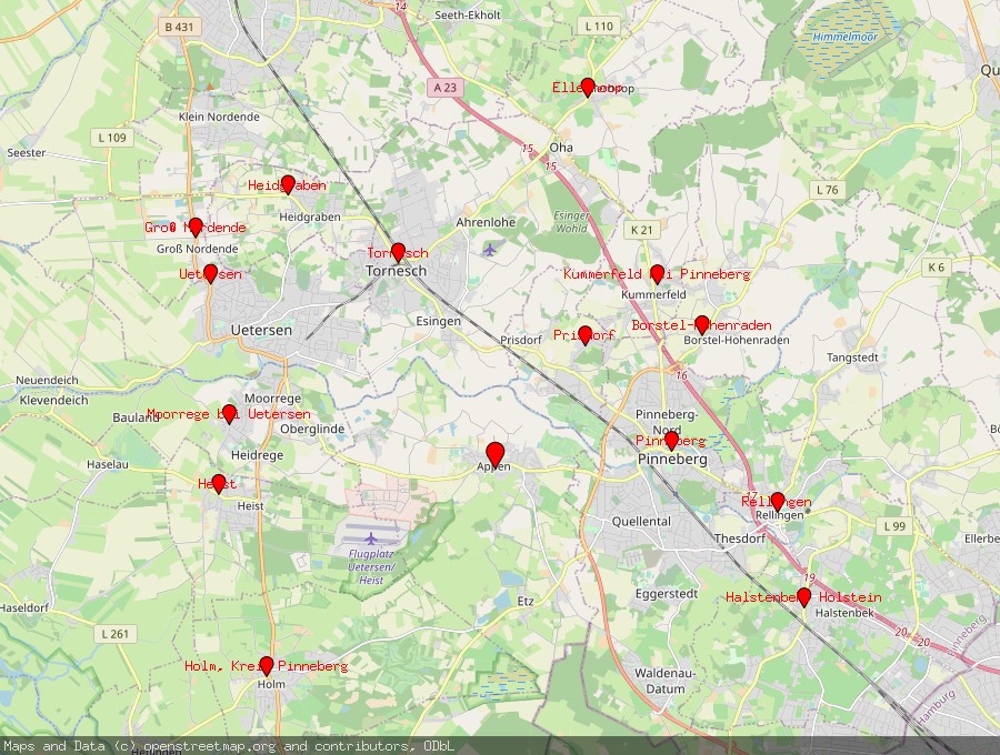 Landkarte von Appen, Kreis Pinneberg