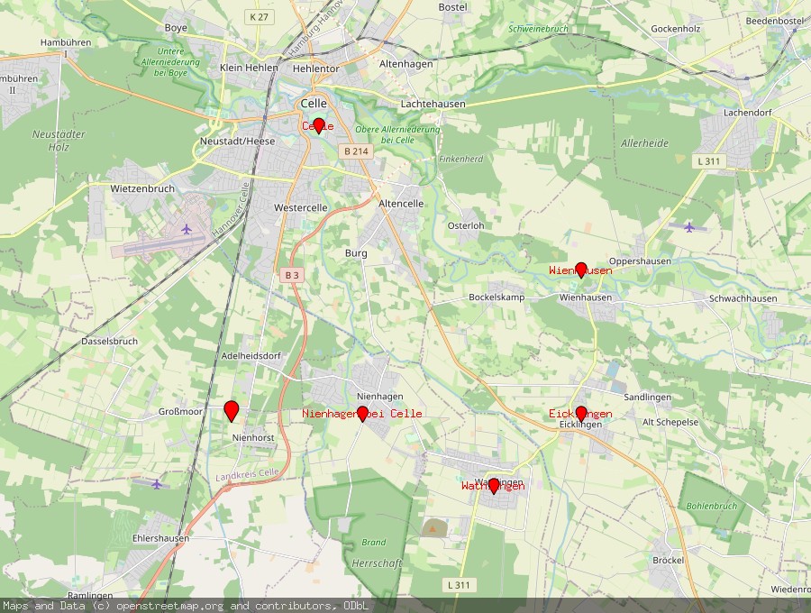 Landkarte von Adelheidsdorf