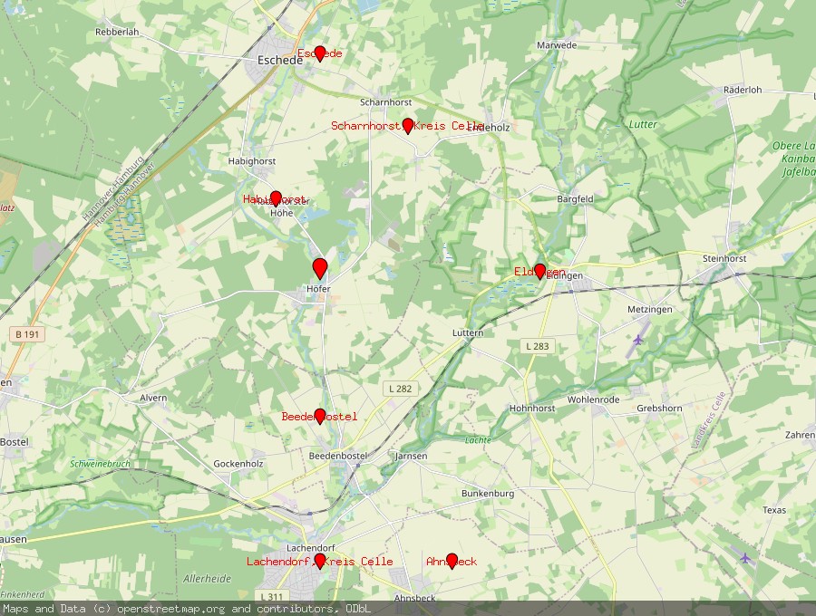 Landkarte von Höfer, Kreis Celle