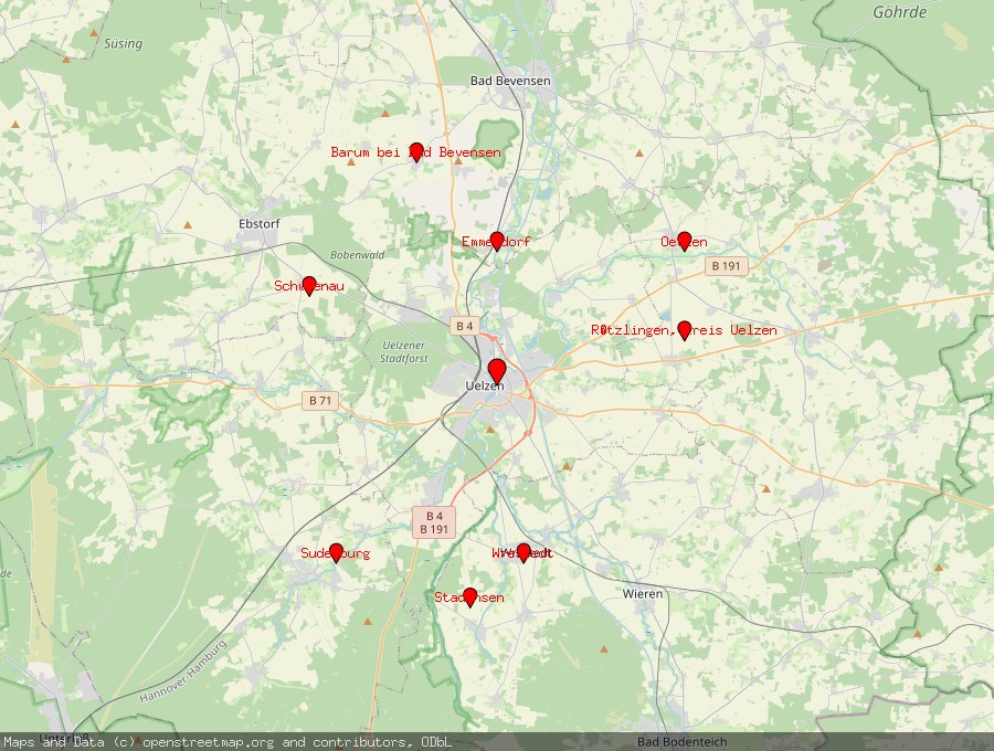 Landkarte von Uelzen, Lüneburger Heide