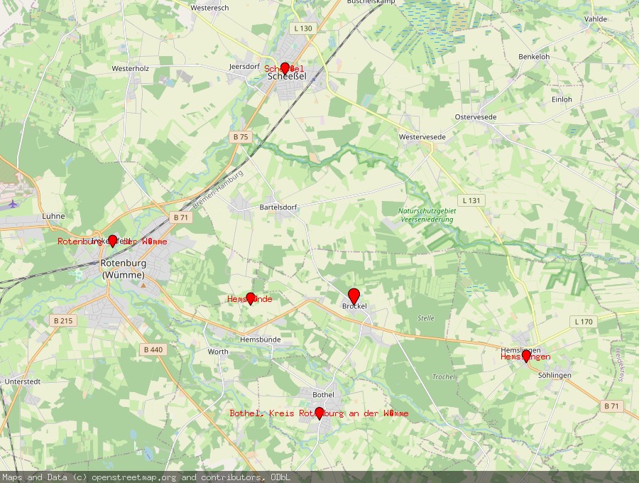 Landkarte von Brockel, Kreis Rotenburg an der Wümme