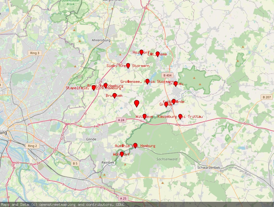 Landkarte von Rausdorf, Kreis Stormarn