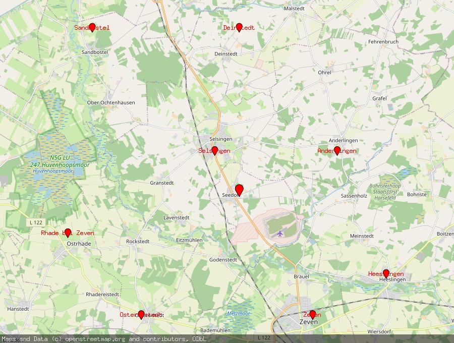 Landkarte von Seedorf bei Zeven